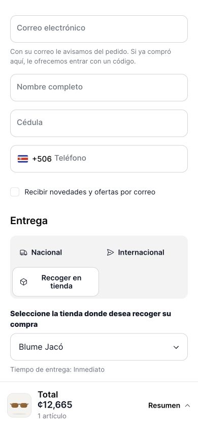 Opciones reales de entrega · Tienda de demostración